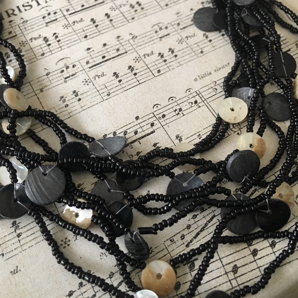 Black Shell Multi Strand Necklace - image 4